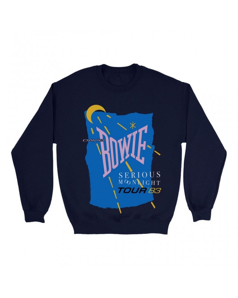 David Bowie Sweatshirt | Serious Moonlight 1983 Tour Sweatshirt $12.23 Sweatshirts