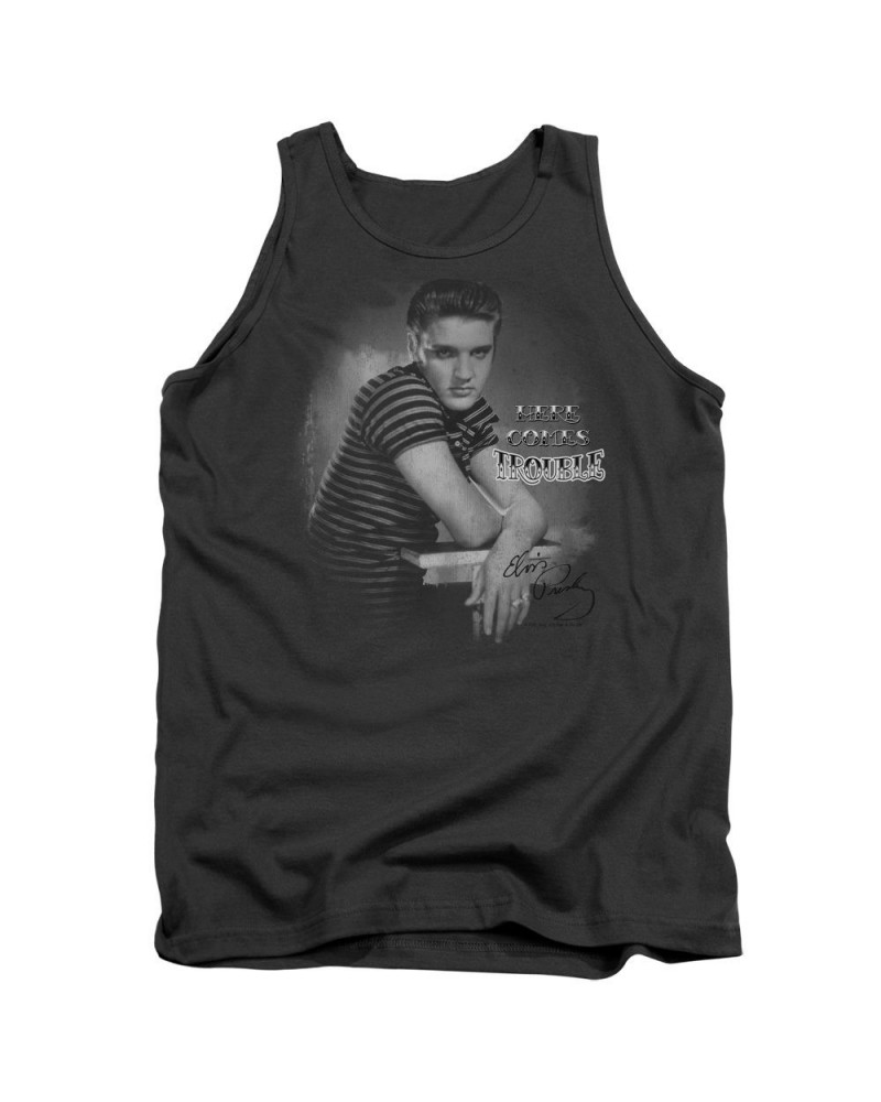 Elvis Presley Tank Top | TROUBLE Sleeveless Shirt $5.94 Shirts