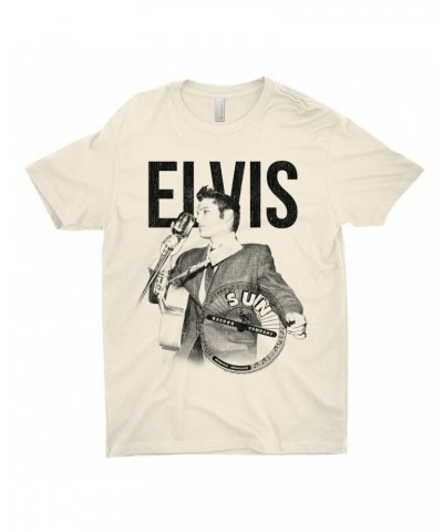 Elvis Presley Sun Records T-Shirt | Solo Live Black Distressed Sun Records Shirt $10.98 Shirts