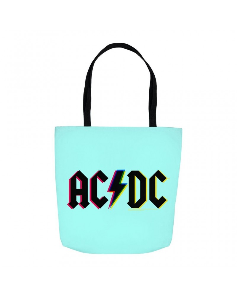 AC/DC Tote Bag | Neon Glitch Logo Bag $7.79 Bags