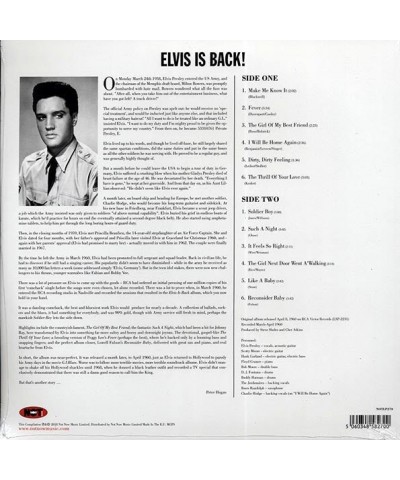 Elvis Presley LP - Elvis Is Back! (180g) (colored vinyl) $15.38 Vinyl