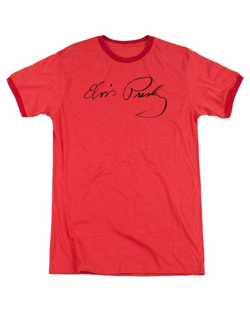 Elvis Presley Shirt | SIGNATURE SKETCH Premium Ringer Tee $8.80 Shirts