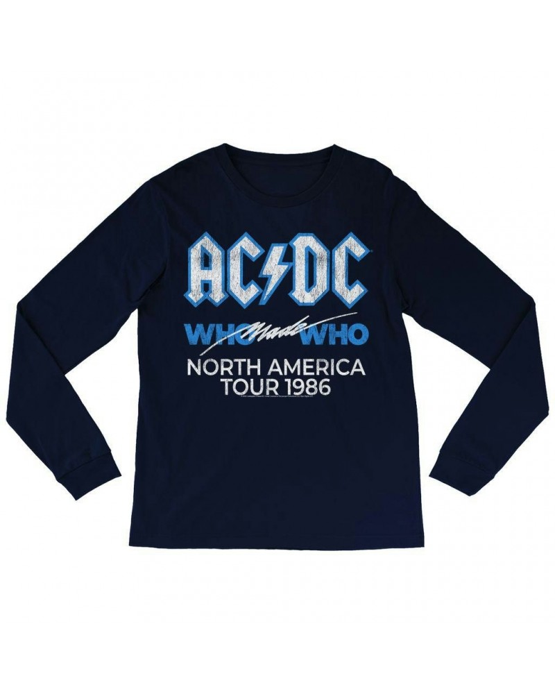 AC/DC Long Sleeve Shirt | Who Made Who North America 1986 Tour Distressed Shirt $14.98 Shirts