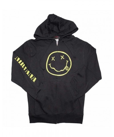 Nirvana Smile Discharge Zip Hoodie Sweatshirt $18.70 Sweatshirts