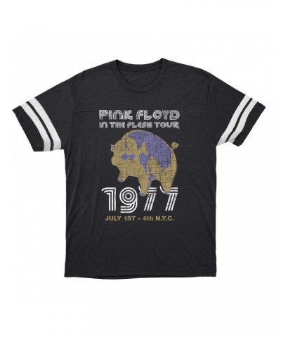 Pink Floyd T-Shirt | In The Flesh 1977 NYC Concert Distressed Football Shirt $12.52 Shirts