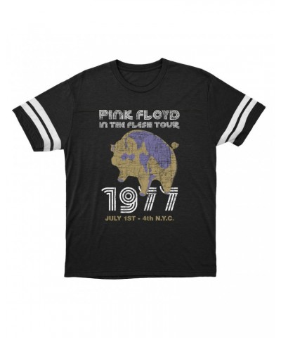 Pink Floyd T-Shirt | In The Flesh 1977 NYC Concert Distressed Football Shirt $12.52 Shirts