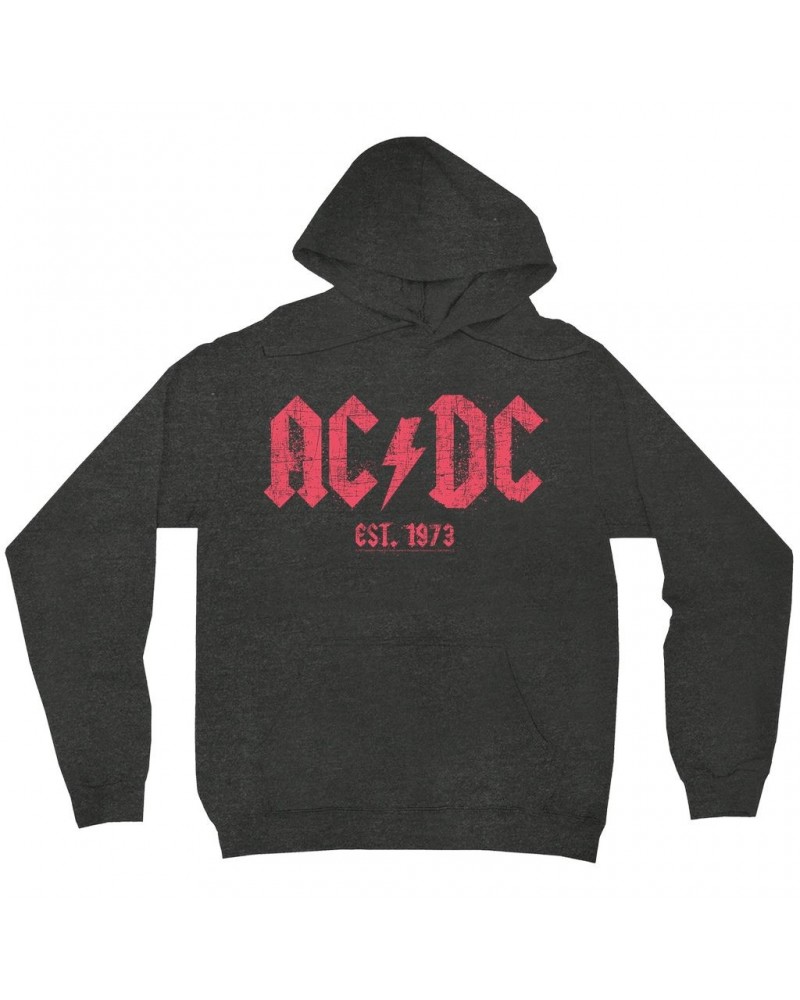 AC/DC Hoodie | Est. 1973 Red Design Distressed Hoodie $18.38 Sweatshirts