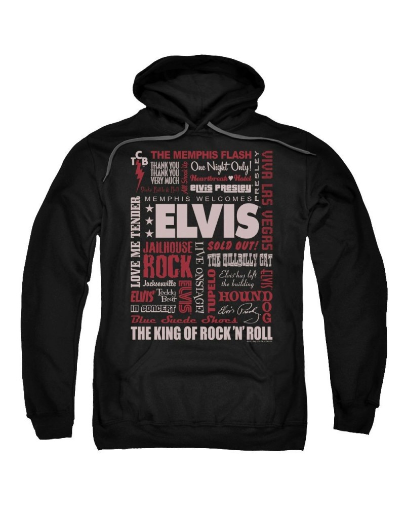 Elvis Presley Hoodie | WHOLE LOTTA TYPE Pull-Over Sweatshirt $12.48 Sweatshirts