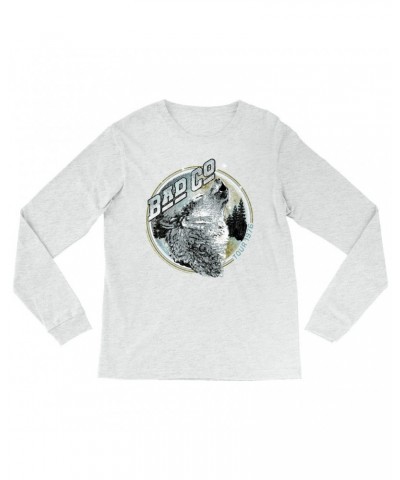 Bad Company Heather Long Sleeve Shirt | Wolf Pack Tour 1976 Distressed Shirt $14.08 Shirts