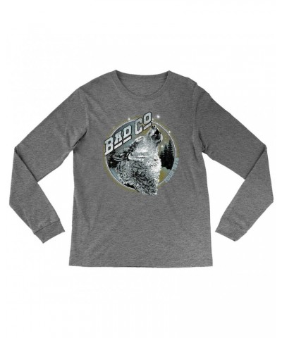 Bad Company Heather Long Sleeve Shirt | Wolf Pack Tour 1976 Distressed Shirt $14.08 Shirts