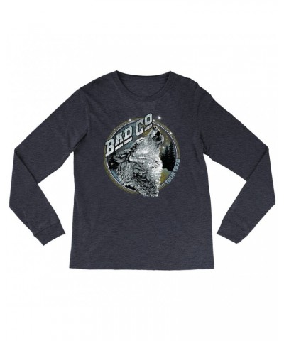 Bad Company Heather Long Sleeve Shirt | Wolf Pack Tour 1976 Distressed Shirt $14.08 Shirts