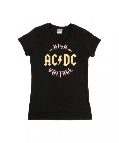 AC/DC Black High Voltage Pink/Gold Logo T-Shirt $4.90 Shirts