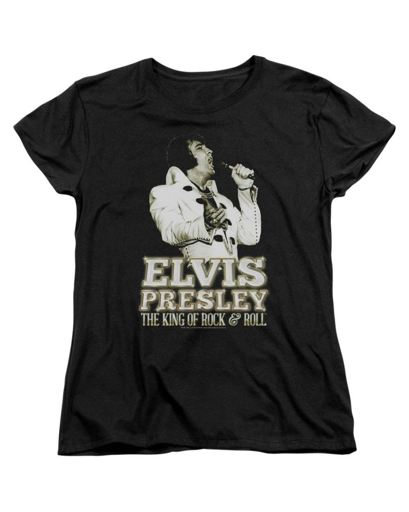 Elvis Presley Women's Shirt | GOLDEN Ladies Tee $6.84 Shirts