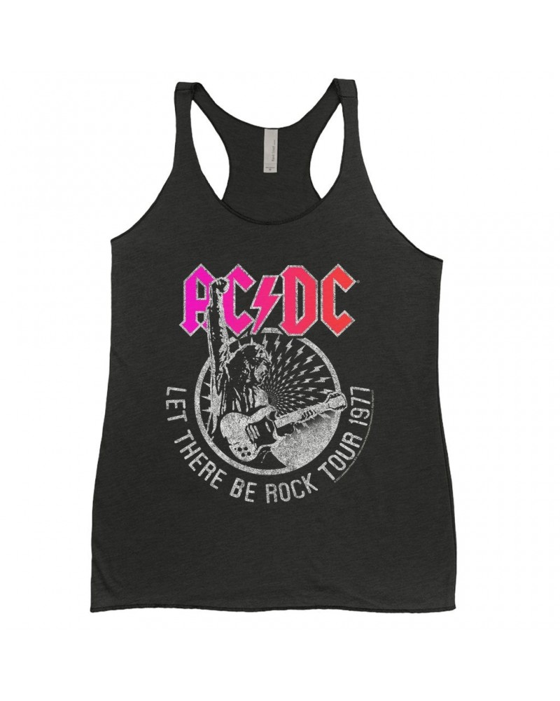 AC/DC Ladies' Tank Top | Let There Be Rock Tour 1977 Silver Bling Design Shirt $11.58 Shirts